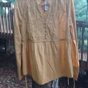 ELLE Mustard Yellow Tunic Top Blouse Size M
